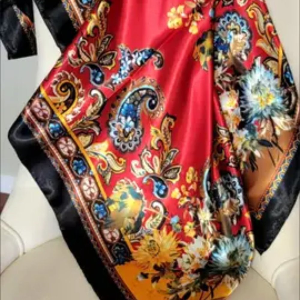 Silk Scarf For Women, Red New Year Gift